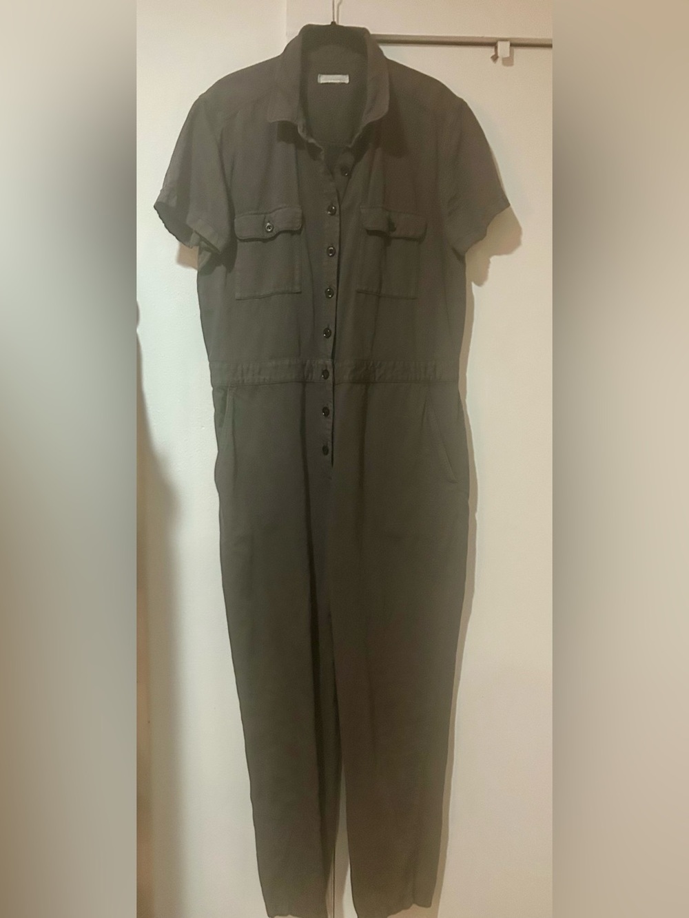 Outerknown Short-Sleeve Utility Jumpsuit in Charcoal